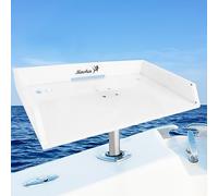 Mershca Bait/Filet Mate Table with Rod Holder Mount, Boat Cutting Board Bait Table Filet Board For Fish Cleaning Station, Fishing Fillet Table with Plier Storage and Knife Slot, Marine Accessories For