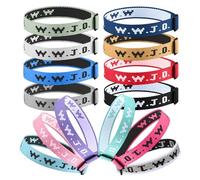 Mersper 14/28 Pack WWJD Bracelets for Men Women, WWJD Webbing Jesus Bracelets, Adjustable Inspirational Religious Wristbands, Bulk Christian Gifts What Would Jesus Do Bracelets (14 Colors)