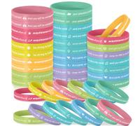 Mersper 20Pcs Motivational Inspirational Silicone Bracelets Bulk Colored Rubber Wristbands Stretch Unisex Gifts for Students Teacher Classroom Rewards Party Favors (10 Styles)