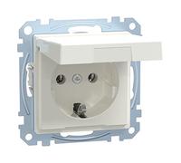 Merten MEG2311 0319 SCHUKO System M Socket with Hinged Lid, Plug-in Terminals, Glossy Polar White
