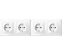 Merten MEG2328-1419 SCHUKO double socket-outlet, with integrated protection against accidential contact, plug-in terminals, polar white glossy, M-SMART (Pack of 2)