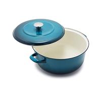 Merten & Storck German Enameled Iron, Round 26 cm/5 Litre Dutch Oven Pot with Lid, Induction, Deep Blue with Gradient