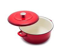 Merten & Storck German Enameled Iron, Round 26 cm/5 Litre Dutch Oven Pot with Lid, Induction, Lava Red with Gradient