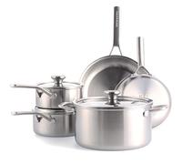 Merten & Storck Tri-Ply Stainless Steel 8 Piece Cookware Pots & Pans Set,Professional,Multi Clad,Measurement Markings,Drip-Free Pouring Edges,Durable Glass Lids,Induction,Oven Safe up to 220°C,Silver