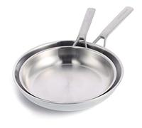 Merten & Storck Tri-Ply Stainless Steel Induction 26cm and 30cm Frying Pan Skillet Set, Multi Clad, Oven Safe, Silver