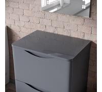 Merton 600mm Grey Round Corner MDF Bathroom Worktop For Vanity Cabinet