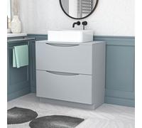 Merton 800mm Matte Grey Freestanding Vanity Unit With Square Bowl Basin