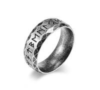 MERTTURM Men’s Ring, Stainless Steel Rings with Viking Runes, Black/Silver/Gold Personalised Norse Runes Wedding Engagement Ring, Mens Jewellery Vintage Gift in Father's Day/Valentine's Day/Christmas