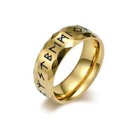 MERTTURM Men’s Ring, Stainless Steel Rings with Viking Runes, Black/Silver/Gold Personalised Norse Runes Wedding Engagement Ring, Mens Jewellery Vintage Gift in Father's Day/Valentine's Day/Christmas