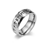MERTTURM Men’s Ring, Stainless Steel Rings with Viking Runes, Black/Silver/Gold Personalised Norse Runes Wedding Engagement Ring, Mens Jewellery Vintage Gift in Father's Day/Valentine's Day/Christmas