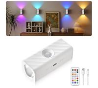 MERTTURM Motion Sensor Night Light, LED Rechargeable Magnetic Stick on Wall Light Indoor with Remote Control/Timer, Wireless 10 RGBW Dimmable Stair/Hallway/Living Room/Bedroom Decor Lamp for Kid Adult