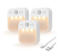 MERTTURM Motion Sensor Night Light, Wireless Rechargeable LED Night Light Indoor, 3 Sensor Modes&Adjustable Brightness (30days Standby), Stairs/Bedroom/Bathroom/Hallway Light for Kids, Adult [3 Pack]