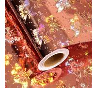 Merture Metallic Rose Gold Wrapping Paper Roll, Holographic Wrapping Paper Butterfly Gift Wrap for Wedding, Birthday, Christmas, Mother's Day, Bridal Shower, 17 In X 32.8 Ft (46.5 sq.ft.)