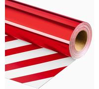Merture Red Wrapping Paper Roll Reversible - 17 In X 32.8 Ft(46.5 sq.ft.) Metallic Red and Stripe Design Gift Wrap for Christmas, Mothers Day, Wedding, Birthday, Valentines Day, Bridal Shower
