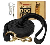 MERUOGKAR Leather Dog Leash - 6ft x 3/4 inch, Heavy Duty Genuine Leather Braided Dog Training Leash, Comfortable for Large, Medium, Small Dogs (Black, 6FT*3/4in)