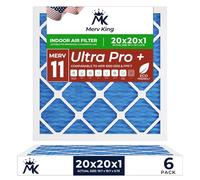 MervKing 20x20x1 Air Filter | MERV 11 | MPR 1000-1200 Ultra Plus | 6-Pack | Pleated HVAC AC Furnace Replacement Air Filters | Actual Size: 19.7" x 19.7" x 0.75"