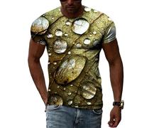 MERVOS Creative 3D water drop pattern T-shirt men and women's summer casual fun printing trend short-sleeved shirt