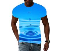 MERVOS Creative 3D water drop pattern T-shirt men and women's summer casual fun printing trend short-sleeved shirt