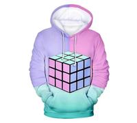 MERVOS Creative Geometric Pattern 3D-Printed Hooded Sweatshirt Suitable for Men and Women Harajuku Style Long-Sleeved Pullover