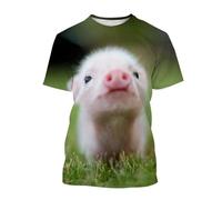 MERVOS Cute Guitar-Playing Pig 3D-Printed T-Shirt for Boys and Girls, Casual and Comfortable Short-Sleeve Top