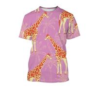 MERVOS Funny Giraffe Pattern T-shirt 3D Printed Summer Boys' and Girls' Casual Crew Neck Top