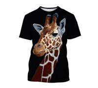 MERVOS Funny Giraffe Pattern T-shirt 3D Printing Summer Boys Girls Casual Crew Neck Top