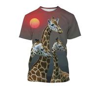 MERVOS Funny Giraffe Pattern T-shirt 3D Printing Summer Boys Girls Casual Crew Neck Top