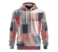 MERVOS Retro Patchwork Vintage Grid Spring/Autumn Hoodie with 3D Print for Boys and Girls - Long-Sleeved Casual Sweatshirt