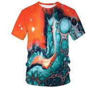 MERVOS Summer 3D graffiti art print T shirt retro hip-hop street style unisex round neck short sleeve top
