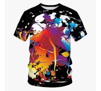 MERVOS Summer 3D graffiti art print T-shirt retro hip-hop street style unisex round neck short sleeve top