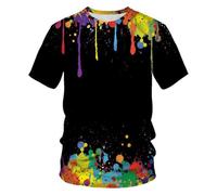 MERVOS Summer 3D graffiti art print T shirt retro hip-hop street style unisex round neck short sleeve top