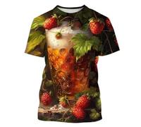 MERVOS Summer creative beer pattern 3D printing fun T-shirt boys and girls casual round neck short sleeve