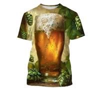 MERVOS Summer Selling Creative Beer Pattern 3D Printing Fun T-shirt Boys Girls Casual Round Neck Short Sleeve