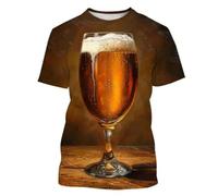MERVOS Summer Selling Creative Beer Pattern 3D Printing Fun T-shirt Boys Girls Casual Round Neck Short Sleeve