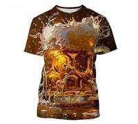 MERVOS Summer Selling Creative Beer Pattern 3D Printing Fun T-shirt Boys Girls Casual Round Neck Short Sleeve