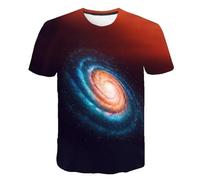MERVOS Vast Universe Galaxy 3D-Printed T-Shirt for Summer Boys and Girls in a Casual Hip-Hop Style with a Round Neck and Short Sleeves