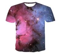 MERVOS Vast Universe Galaxy 3D-Printed T-Shirt for Summer Boys and Girls in a Casual Hip-Hop Style with a Round Neck and Short Sleeves