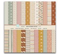 MerwDeeyt 24 Sheets Boho Scrapbook Paper 12x12 Inch Double-Sided Decoupage Sheets Patterned Decorative Paper for DIY Card Making Wrap Decoration