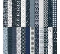 MerwDeeyt 24 Sheets Dark Blue Scrapbook Paper 30.5x30.5cm Double-Sided Decoupage Papers Floral Scrapbooking Paper Patterned Decorative Papers for Journaling Supplies Wrap Decoration