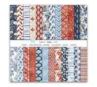 MerwDeeyt 24 Sheets Flower Pattern Scrapbook Paper 12x12 Inch Double-Sided Decoupage Papers Patterned Decorative Paper Scrapbooking Papers for DIY Card Making Wrap Decoration-Blue