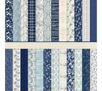 MerwDeeyt 24 Sheets Flower Scrapbook Paper 30.5x30.5cm Double-Sided Decoupage Papers Blue Scrapbooking Decorative Paper for DIY Card Making Wrap Decoration