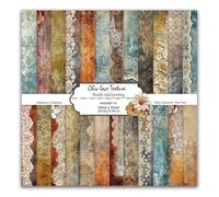MerwDeeyt 24 Sheets Vintage Scrapbook Paper 12x12 Inch 160gsm Double-Sided