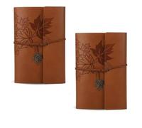 MerwDeeyt 2Pcs A5 Vintage Blank Brown Leather Notebook with 80 Sheets Paper