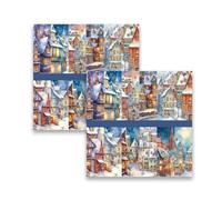 MerwDeeyt 48 Sheets Snow City Pattern Scrapbook Paper 6x6 Inch Single-Sided Printed Winter Origami Deco Background Craft Papers for Scrapbooking DIY Card Making for Junk Journals Decoupage