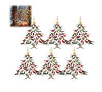 MerwDeeyt 6Pcs Hummingbird Christmas Ornament 8cm Stacking Bird Tree Decor 2D Acrylic Birds Ornaments Winter Hummingbird Stacking Tree Decoration for Home Window Tabletop