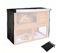 MerwDeeyt Black Rabbit Hutch Cover 48 Inch Double Hutches Cover Windproof Outdoor Rabbit Hutches Covers for Guinea Pig Cage Small Animal-122x50x105cm
