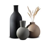MerwDeeyt Ceramic Vase Set 3Pcs Round Matte Vases Ceramic Flower Vase Small Decorative Vases Modern Minimalist Desktop Ornaments for Dry Flowers Living Room Office Shelf Styling