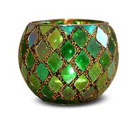 MerwDeeyt Green Tea Light Candle Holder 10cm Mosaic Glass Candle Holders