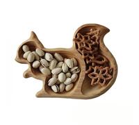 MerwDeeyt Squirrel Wooden Snack Tray 20x15cm Wood Serving Tray Lightweight Nut Snack Plate Fruit Cake Trays Small Serving Platter for Home Kitchen Party Storage
