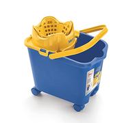Mery Acnur Solidarity Mop Bucket Effortless Drain Automatic Draining Board with Wheels Blue and Yellow Capacity 14 Litres